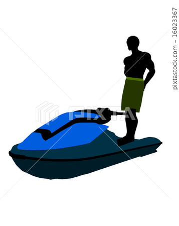 African American Male Jetskier Art Illustration Silhouette African American Male Jetskier Art Illustration Silhouette 16023367