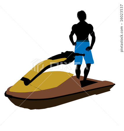 Male Jetskier Art Illustration Silhouette 16023537