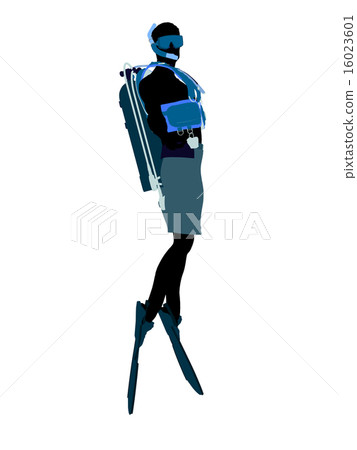 Male Scuba Diver Illustration Silhouette Male Scuba Diver Illustration Silhouette 16023601