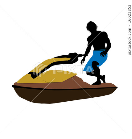 Male Jetskier Art Illustration Silhouette 16023852