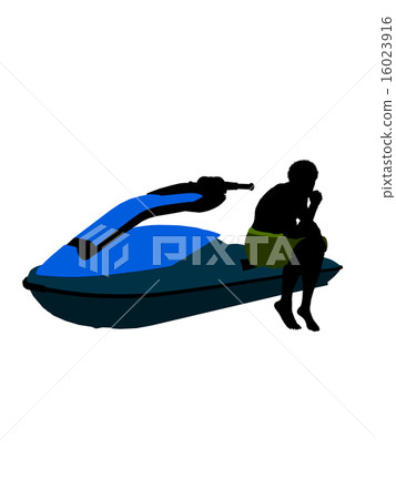 African American Male Jetskier Art Illustration Silhouette African American Male Jetskier Art Illustration Silhouette 16023916