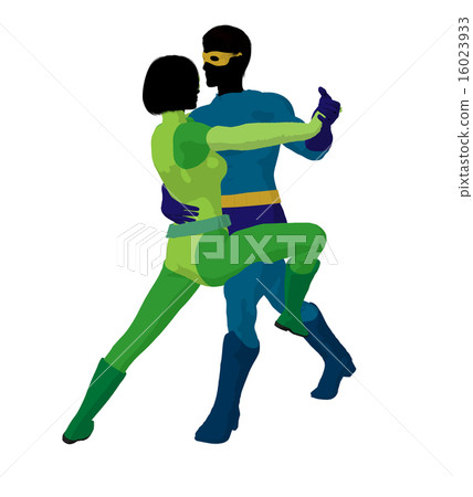 Super Hero Couple Illustration Silhouette 16023933