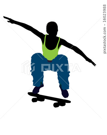 African American Skateboarder Silhouette 16023988