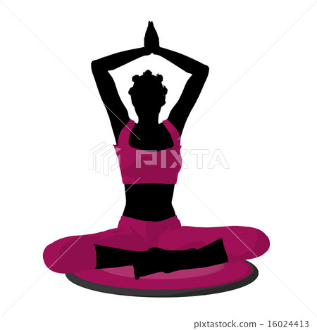 African American Female Yoga Illustration Silhouette 16024413