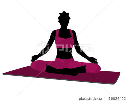African American Female Yoga Illustration Silhouette 16024422