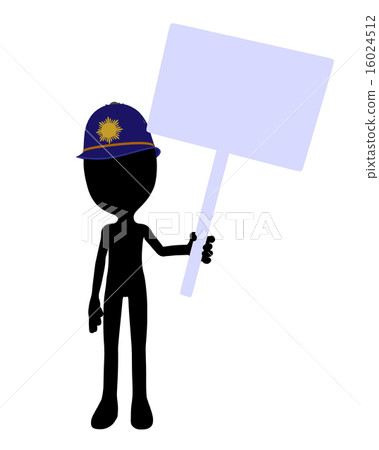 Cute Black Silhouette Police Guy Holding A Blank Sign Cute Black Silhouette Police Guy Holding A Blank Sign 16024512