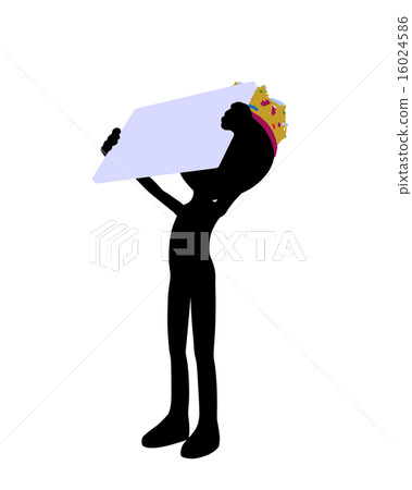 Cute Black Silhouette King Guy Holding a Blank Business Card Cute Black Silhouette King Guy Holding a Blank Business Card 16024586