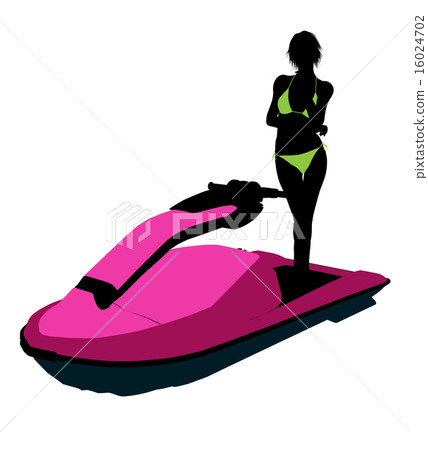 Female Jetskier Art Illustration Silhouette 16024702