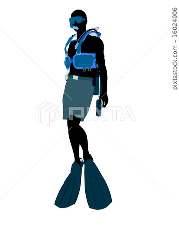 Male Scuba Diver Illustration Silhouette Male Scuba Diver Illustration Silhouette 16024906