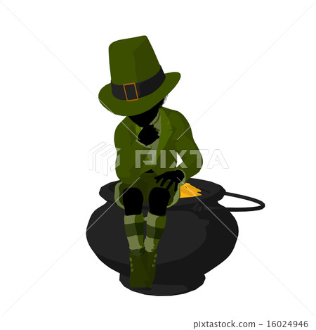 African American Leprechaun Boy Illustration Silhouette 16024946