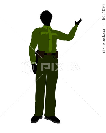 African American Male Sheriff Art Illustration Silhouette 16025056
