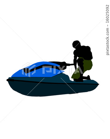African American Male Jetskier Art Illustration Silhouette African American Male Jetskier Art Illustration Silhouette 16025092