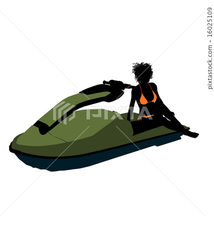 African American Female Jetskier Art Illustration Silhouette African American Female Jetskier Art Illustration Silhouette 16025109
