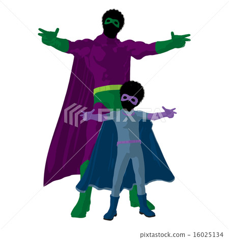 African American Super Hero Dad Illustration Silhouette African American Super Hero Dad Illustration Silhouette 16025134