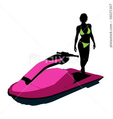 Female Jetskier Art Illustration Silhouette 16025167
