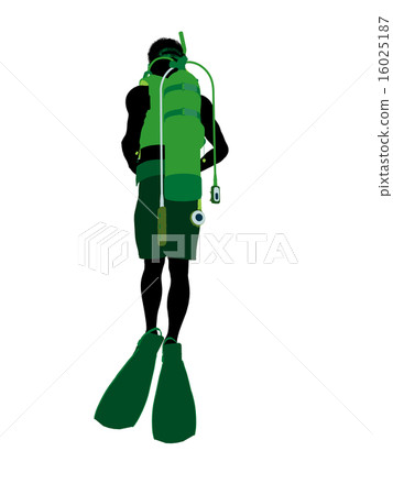 African American Male Scuba Diver Illustration Silhouette African American Male Scuba Diver Illustration Silhouette 16025187