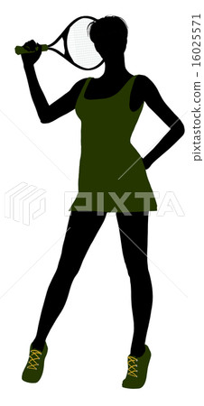 Female Tennis Player Illustration Silhouette 16025571