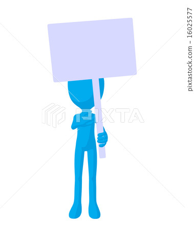 Cute Blue Silhouette Guy Holding A Blank Sign Cute Blue Silhouette Guy Holding A Blank Sign 16025577