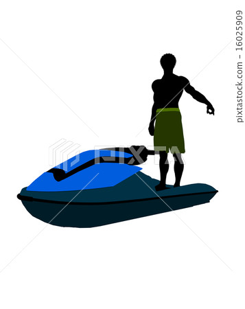 African American Male Jetskier Art Illustration Silhouette African American Male Jetskier Art Illustration Silhouette 16025909