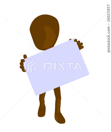 Cute Brown Silhouette Guy Holding a Blank Business Card Cute Brown Silhouette Guy Holding a Blank Business Card 16025957