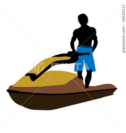 Male Jetskier Art Illustration Silhouette 16026111