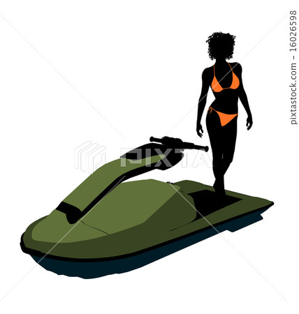 African American Female Jetskier Art Illustration Silhouette African American Female Jetskier Art Illustration Silhouette 16026598