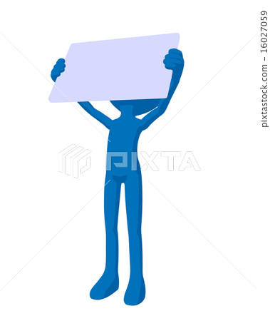 Cute Blue Silhouette Guy Holding A Blank Business Card Cute Blue Silhouette Guy Holding A Blank Business Card 16027059