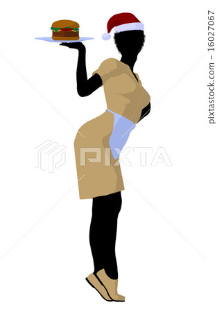 African American Waitress Illustration Silhouette African American Waitress Illustration Silhouette 16027067