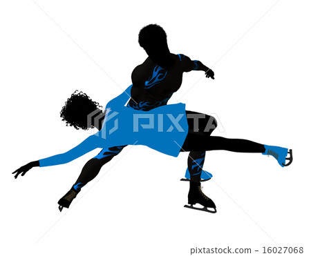 African American Couple Ice Skating Silhouette African American Couple Ice Skating Silhouette 16027068