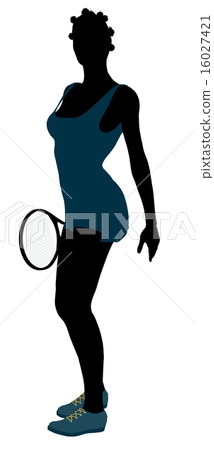 African American Female Tennis Player Illustration Silhouette African American Female Tennis Player Illustration Silhouette 16027421