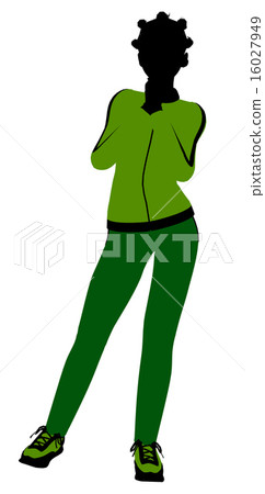 African American Female Jogger Illustration Silhouette 16027949