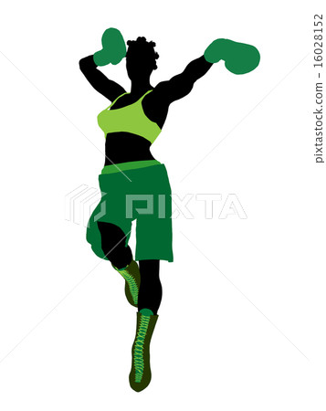 African American Female Boxer Illustration Silhouette 16028152