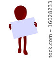 Cute Red Silhouette Guy Holding a Blank Business Card 16028233