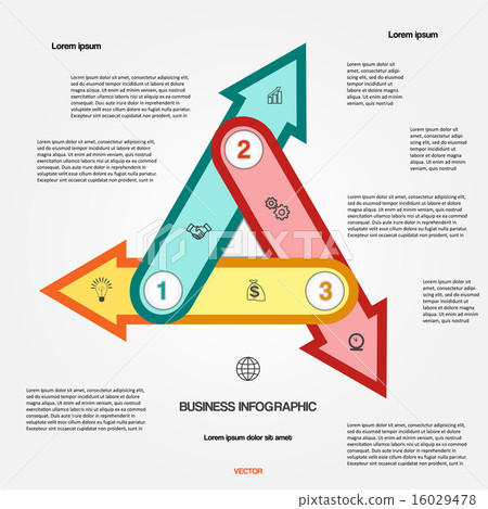 Template with 3 options multi-coloured arrows  16029478