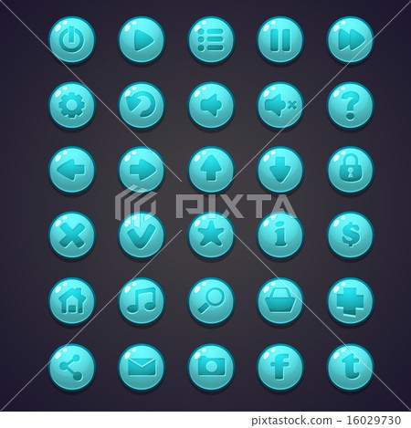 Set of blue round buttons for the user interface Set of blue round buttons for the user interface 16029730