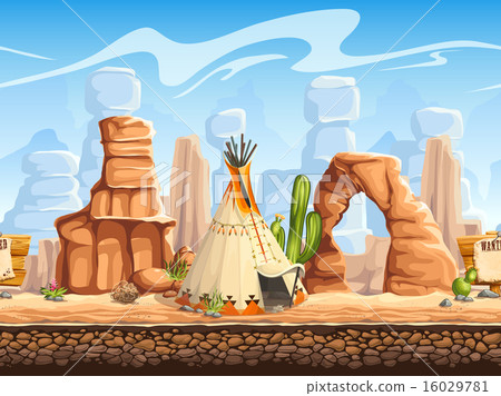 Tileable horizontal background wild west. Set2 16029781