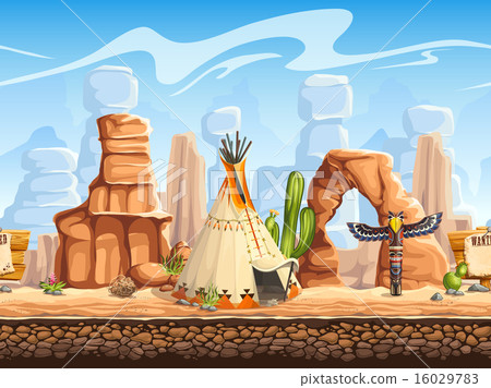 Tileable horizontal background wild west. Set3 16029783