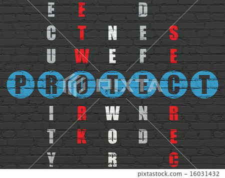 Privacy concept: word Protect in solving Crossword Puzzle 16031432