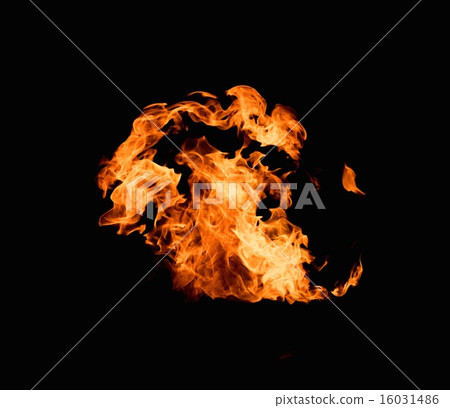 Burning flame on black background Burning flame on black background 16031486