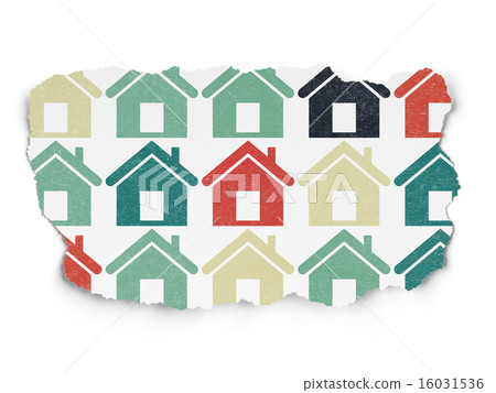 Finance concept: Home icons on Torn Paper background Finance concept: Home icons on Torn Paper background 16031536