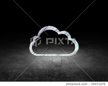 Cloud networking concept: Cloud in grunge dark room 16031876