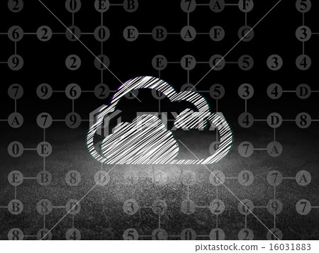 Cloud technology concept: Cloud in grunge dark room 16031883