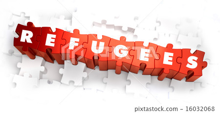 Refugees - White Word on Red Puzzles. 16032068