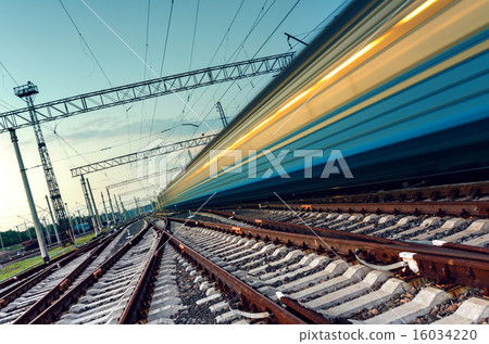High speed passenger train on tracks  16034220
