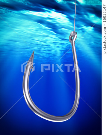 Steel fishhook underwater 16035147