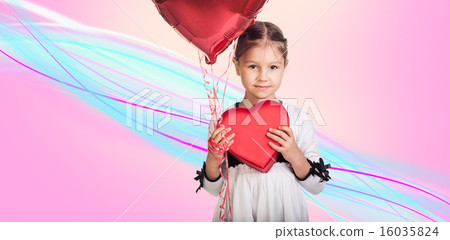 Cute little girl with a gift Cute little girl with a gift 16035824