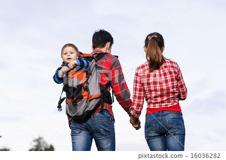 Baby boy in backpack Baby boy in backpack 16036282