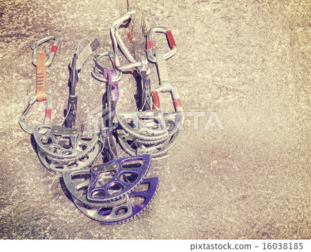 Retro vintage filtered climbing equipment. 16038185