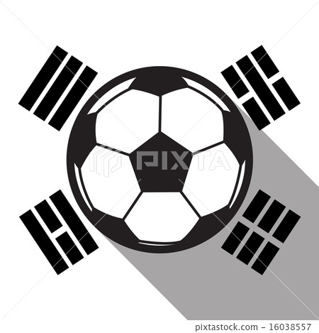 football icon with South Korea flag background 16038557