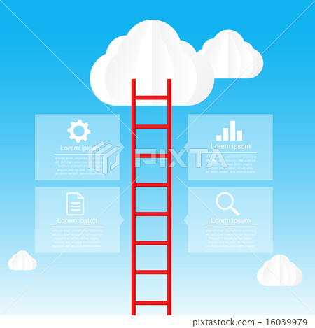 Ladder to sky and cloud infographic data bubble Ladder to sky and cloud infographic data bubble 16039979